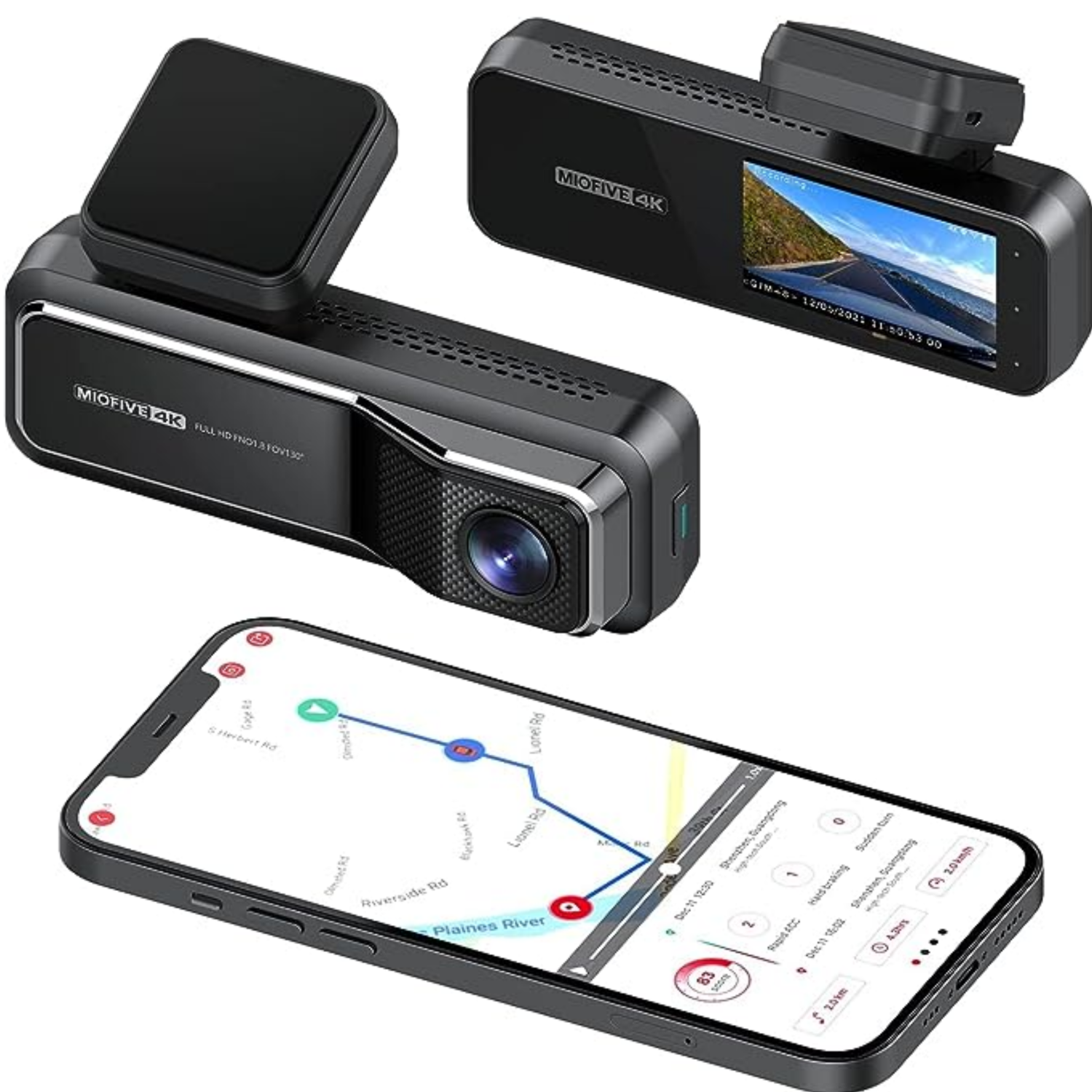 Dash Cam Front and Rear 4K Built-in 5GHz WiFi, Dual Dash Cam Front 4K/2K