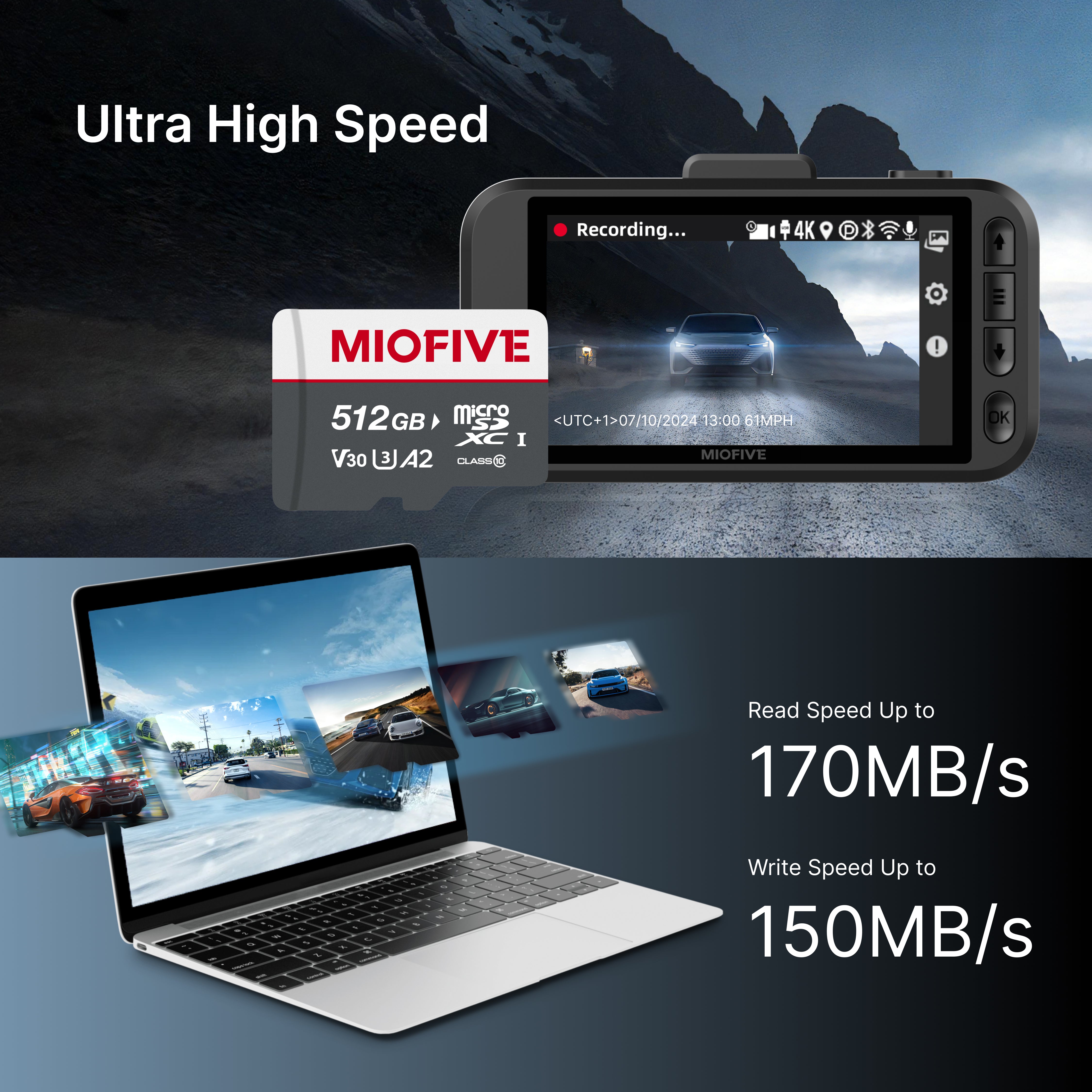 Miofive 512GB microSDXC Memory Card for Miofive S1 & Mini Series Dash Cams (AU)