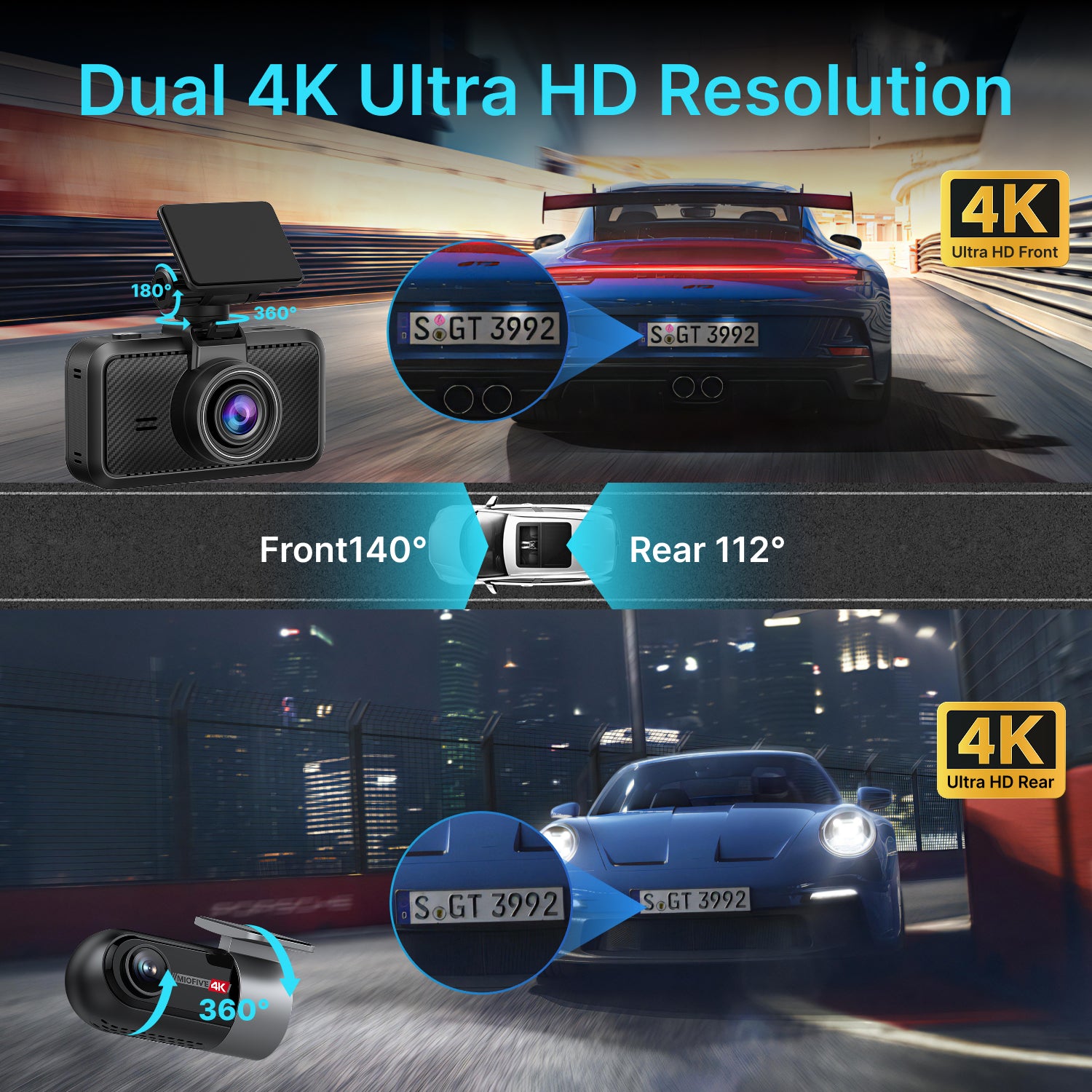 MIOFIVE Dash Cam S1 Ultra 4K+4K UHD Dual Dash Camera(UK)