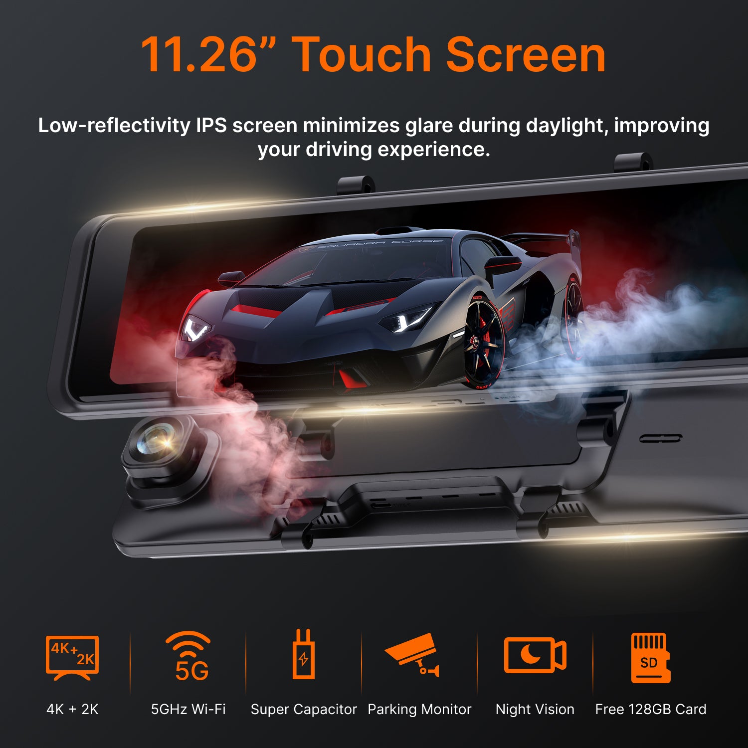 Miofive Mirror 1 Dash Cam,4K Front & 2K Rear Car Camera With Built-in 5G Wi-Fi & GPS, Free 128GB Card Included