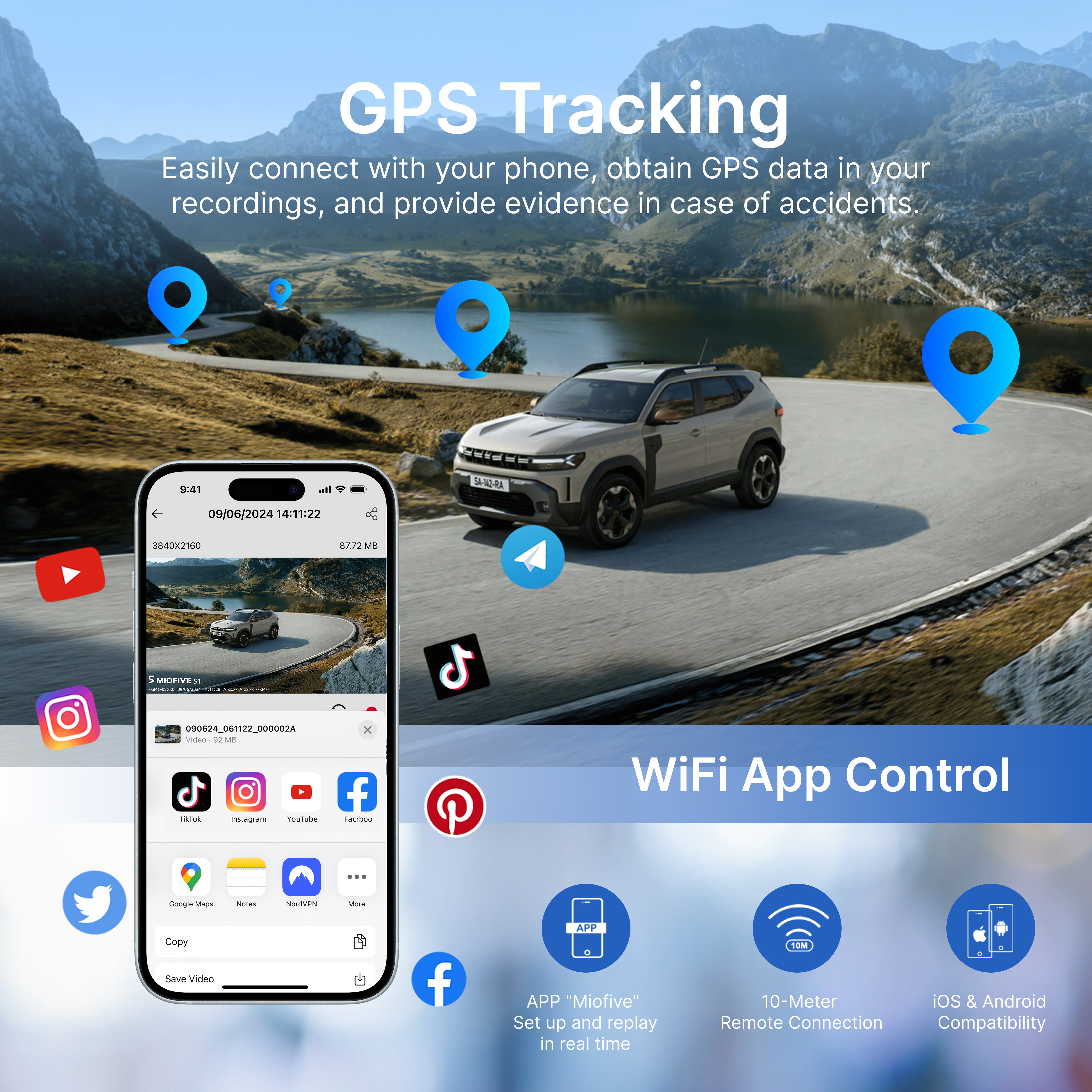 MIOFIVE Dash Cam S1 Pro 4K+2K Dual Dash Camera(CA)