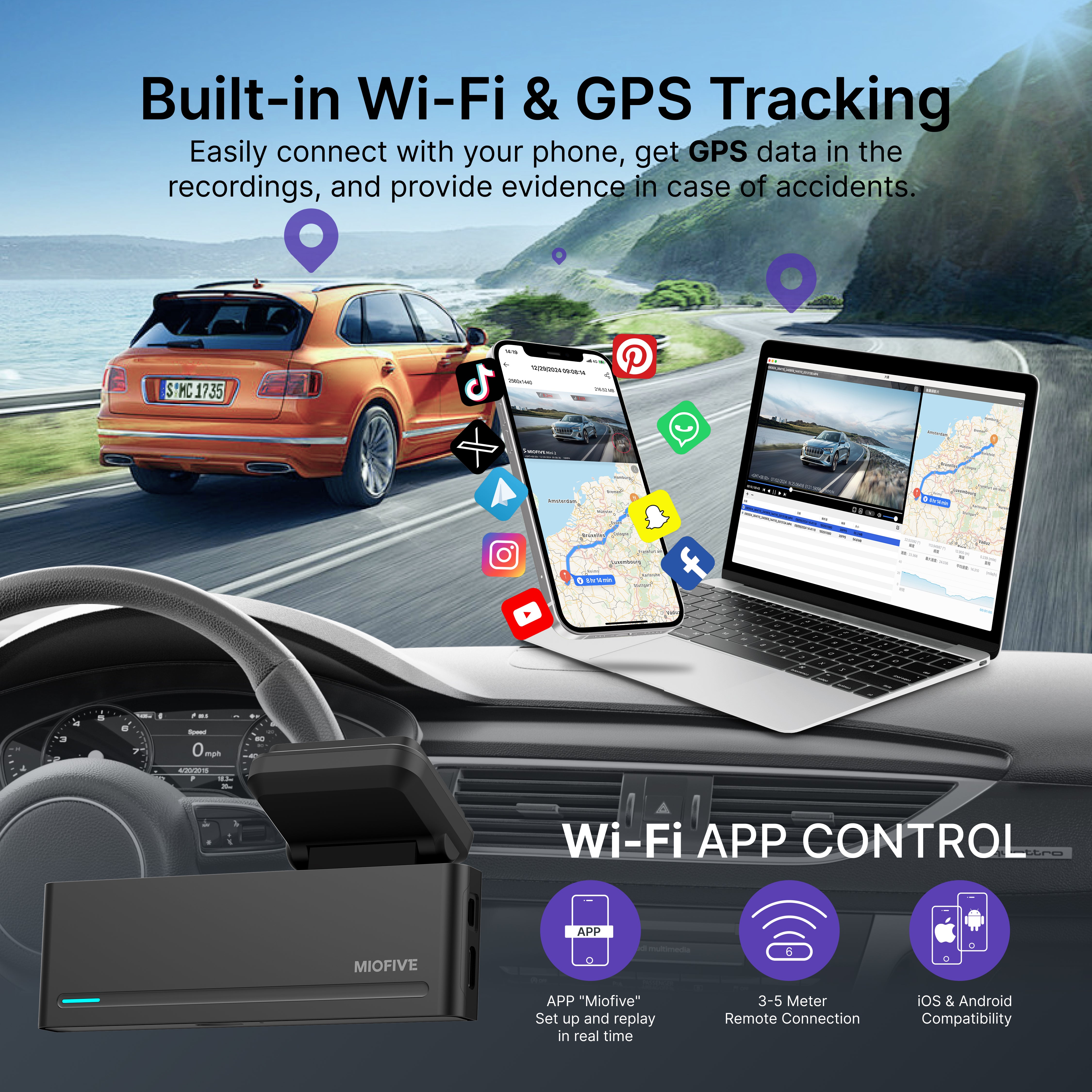 Miofive Dash Cam Mini 2 2K+1080P FHD Dual Dash Camera(SD Card Not Included)(UK)