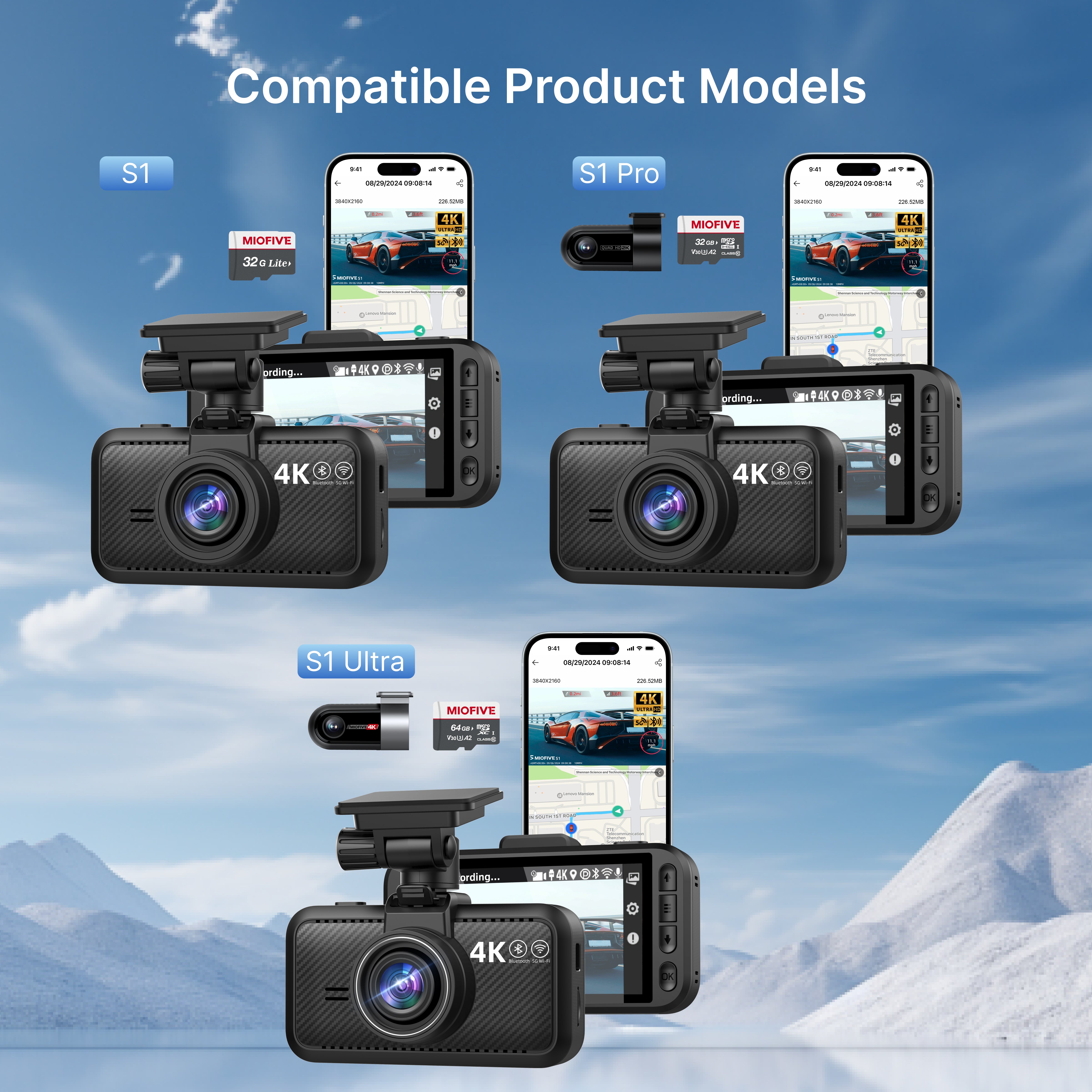 Miofive Car Windshield Double-Sided Adhesive for S1 Series Dash Cams