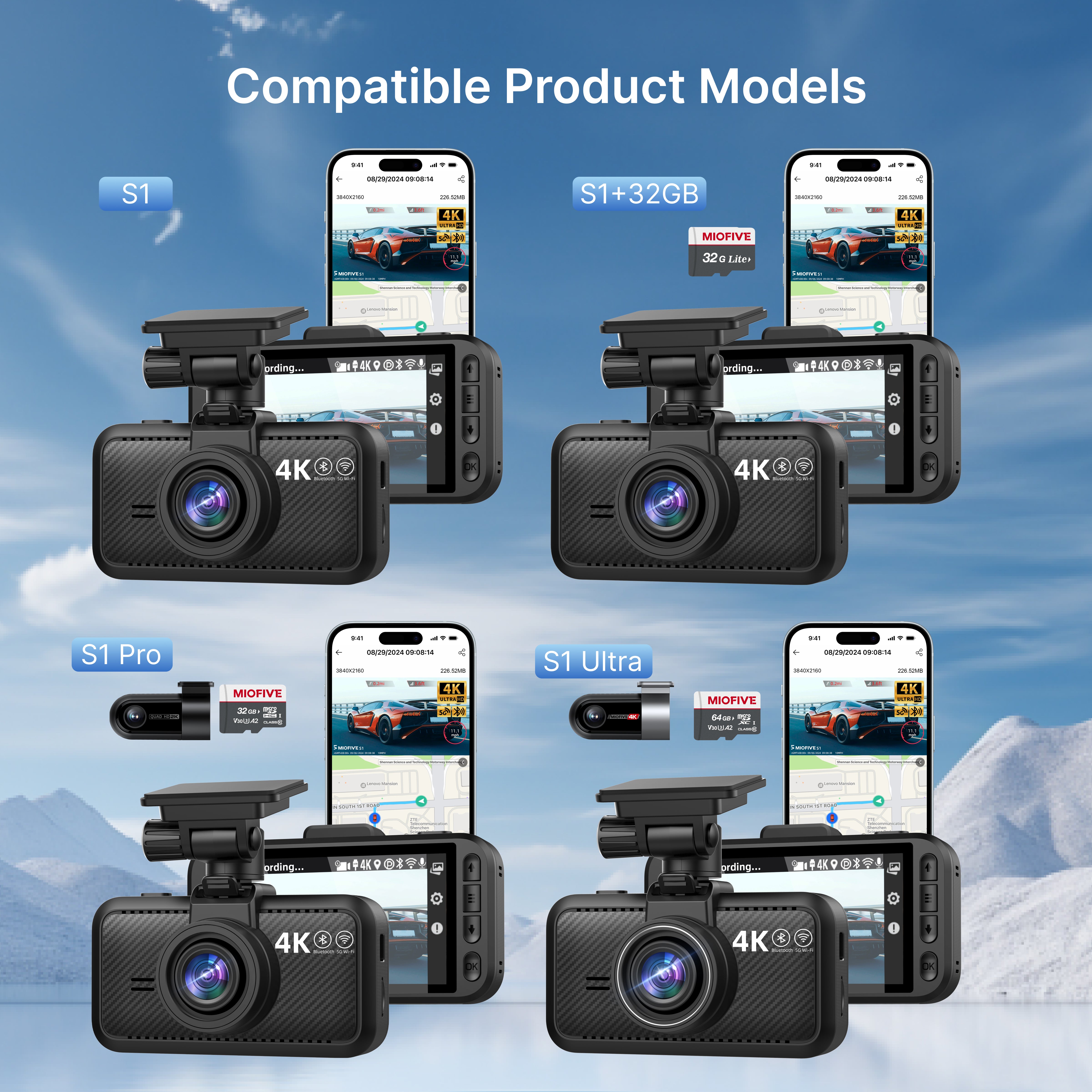 Miofive Car Windshield Double-Sided Adhesive for Miofive S1 Series Dash Cams(UK)