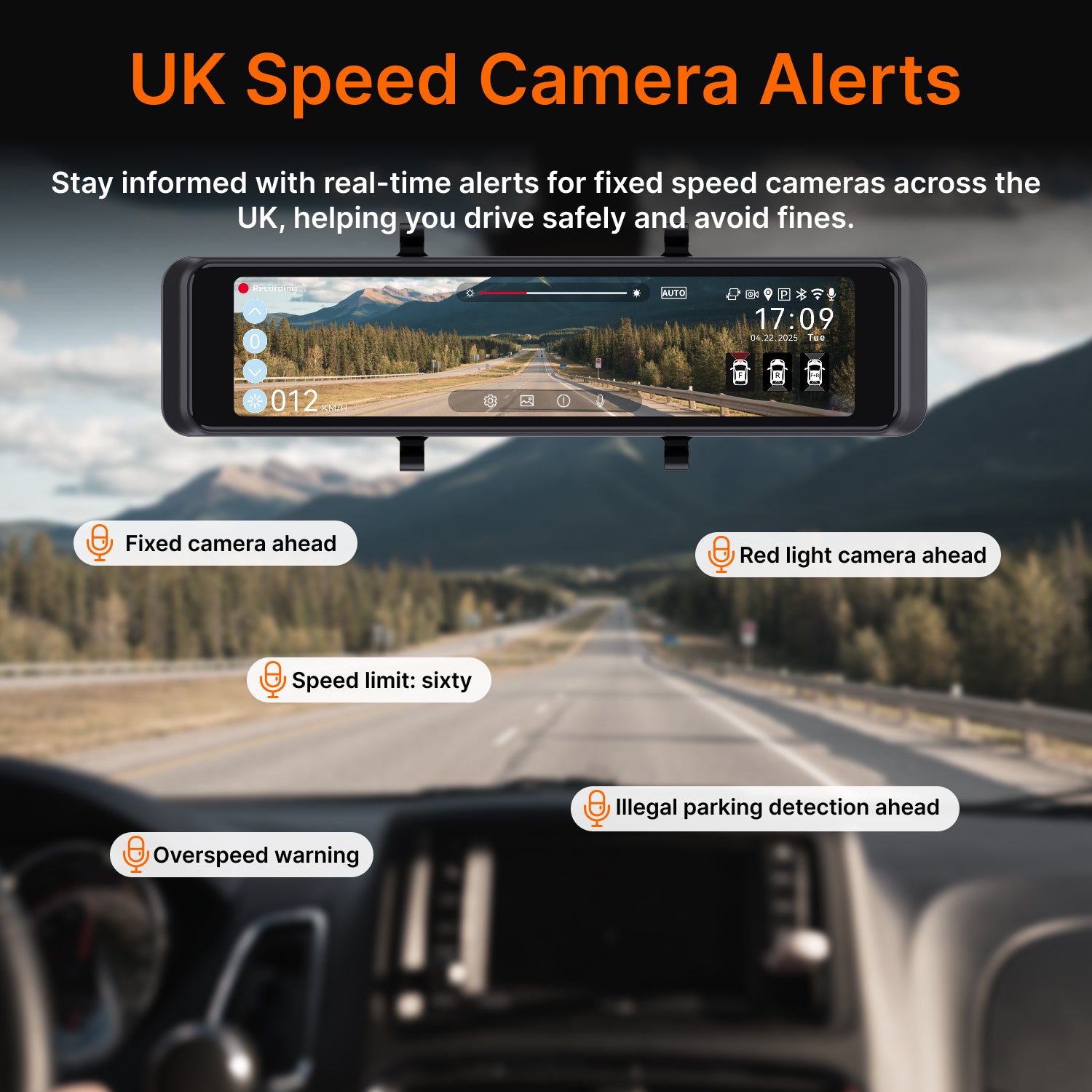 Miofive Mirror 1 Dash Cam,4K Front & 2K Rear Car Camera With Built-in 5G Wi-Fi & GPS, Free 128GB Card Included