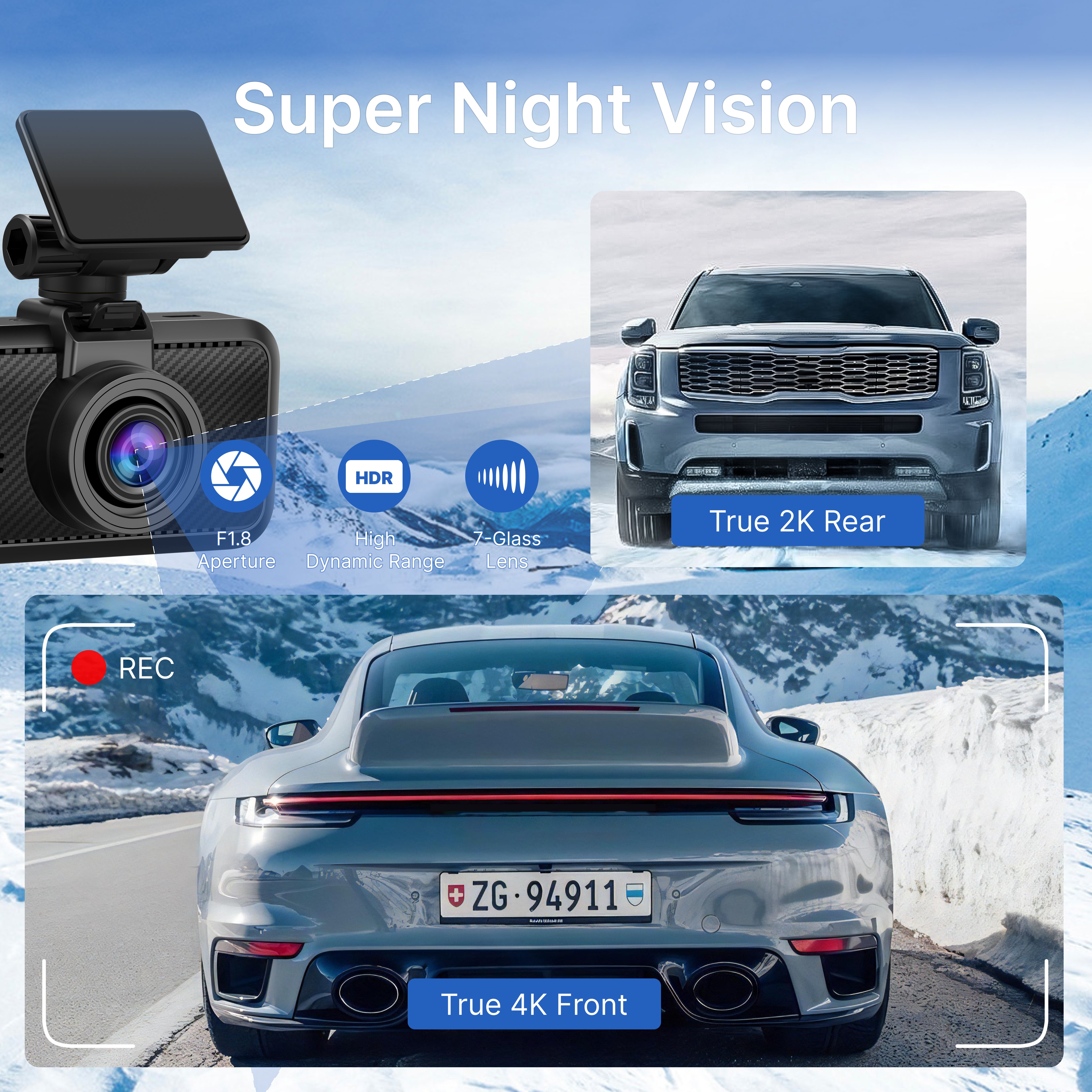 MIOFIVE Dash cam S1 Pro 4K +2K Dual Dash Camera(IE)