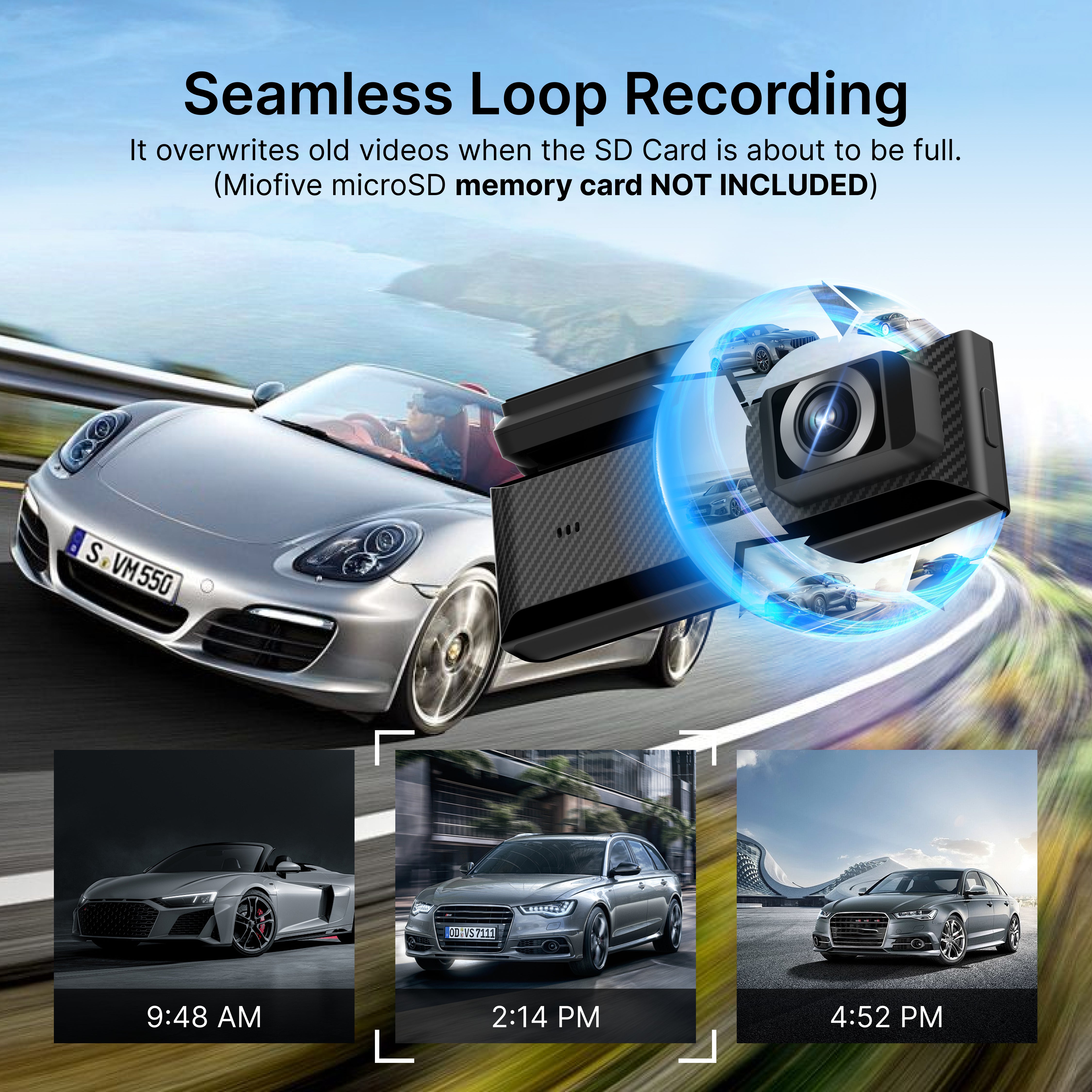 Miofive Dash Cam Mini 2 2K+1080P FHD Dual Dash Camera(SD Card Not Included)(UK)