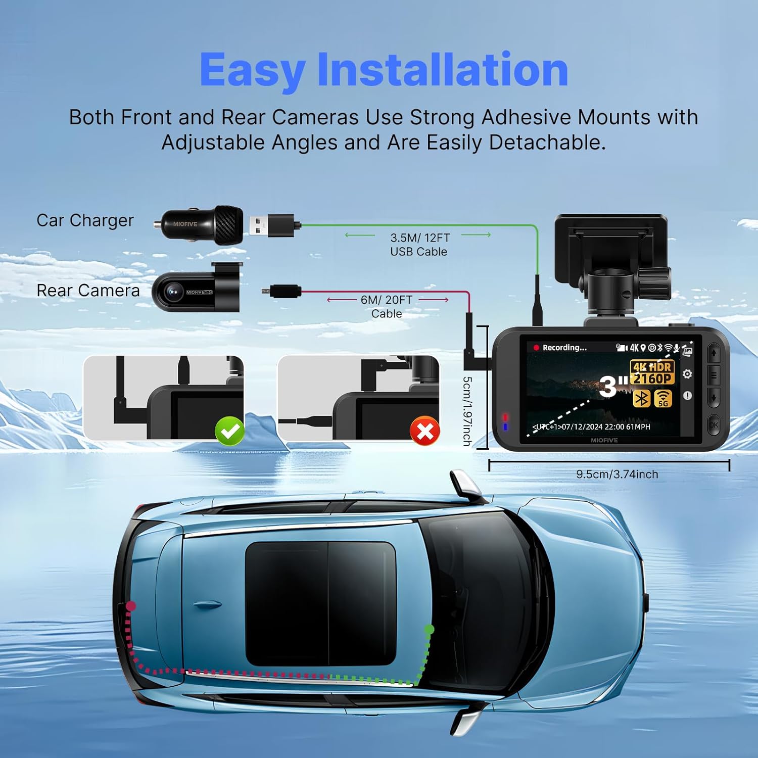 MIOFIVE Dash cam S1 Pro 4K+2K Dual Dash Camera(AU)