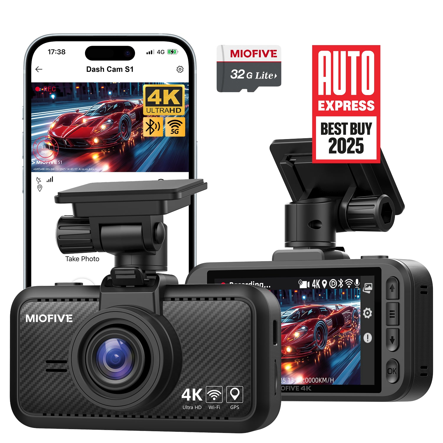 MIOFIVE Dash Cam S1 4K UHD Front Dash Camera(32GB Card Included)(UK)