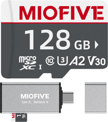 Miofive 128GB Speicherkarte - Ultimative Micro SD-Karte mit USB 3.0 Type-C Kartenleser, 170 MB/s, C10, U3, A2, V30 (DE)