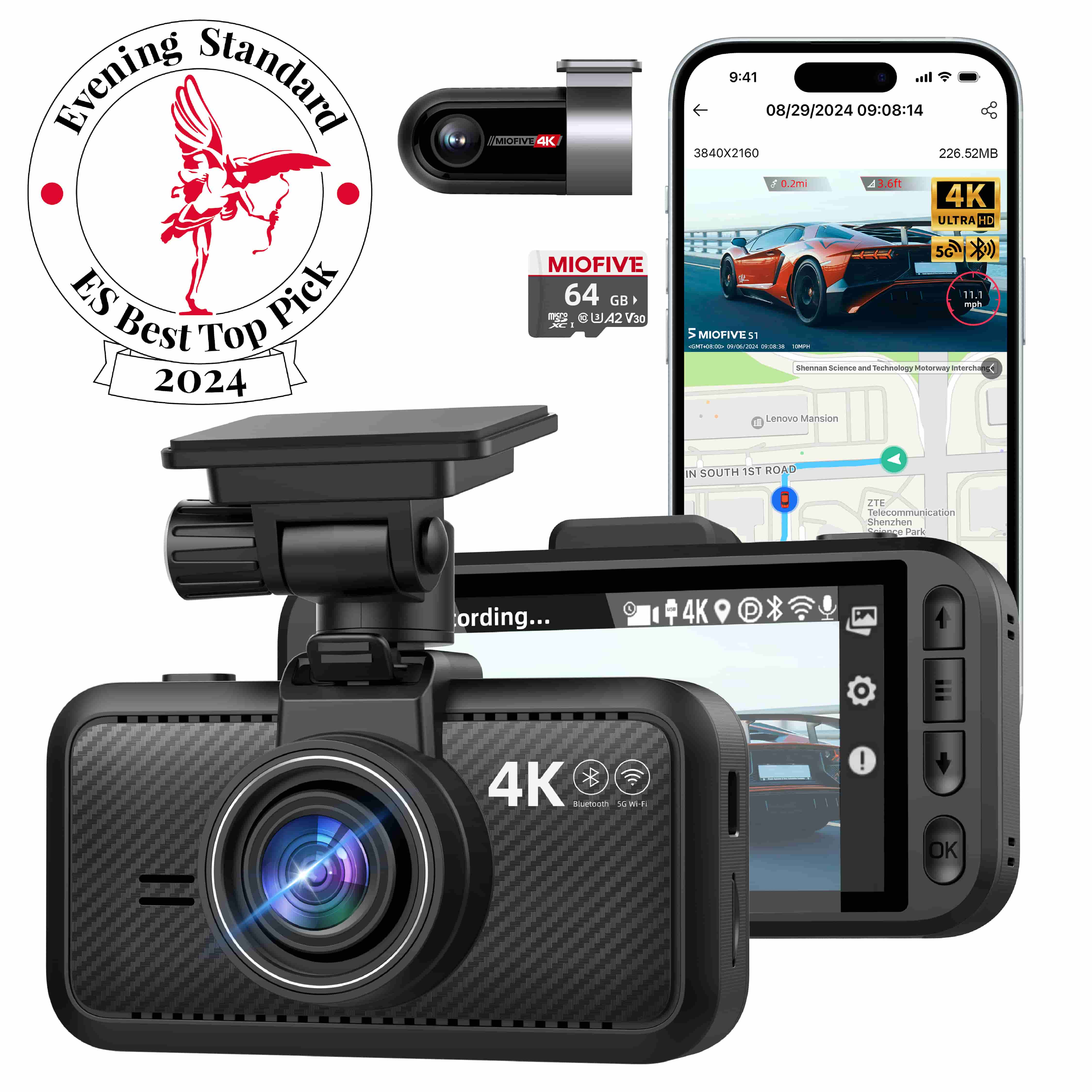 MIOFIVE Dash Cam S1 Ultra 4K+4K UHD Dual Dash Camera