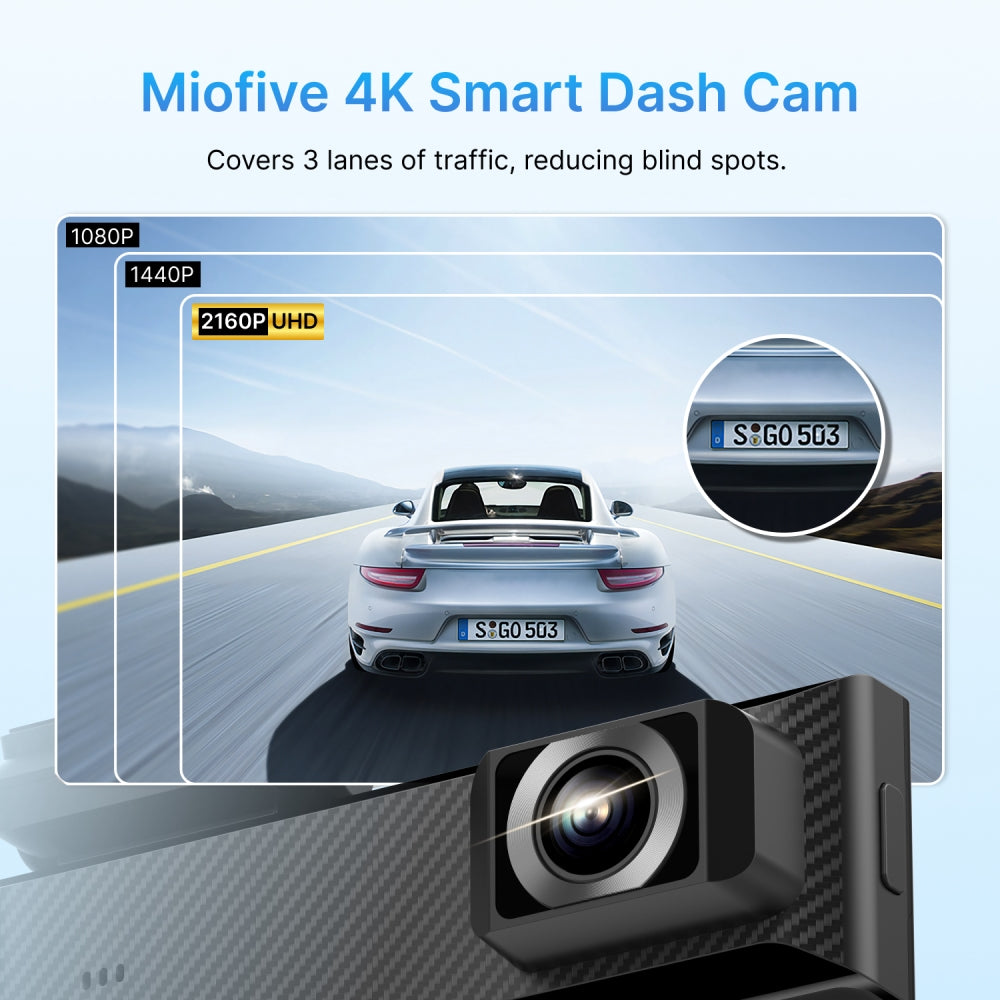 Miofive Smart Dash Cam – 2160P UHD Mini S Car Camera with WiFi & GPS (SD Card Not Included)