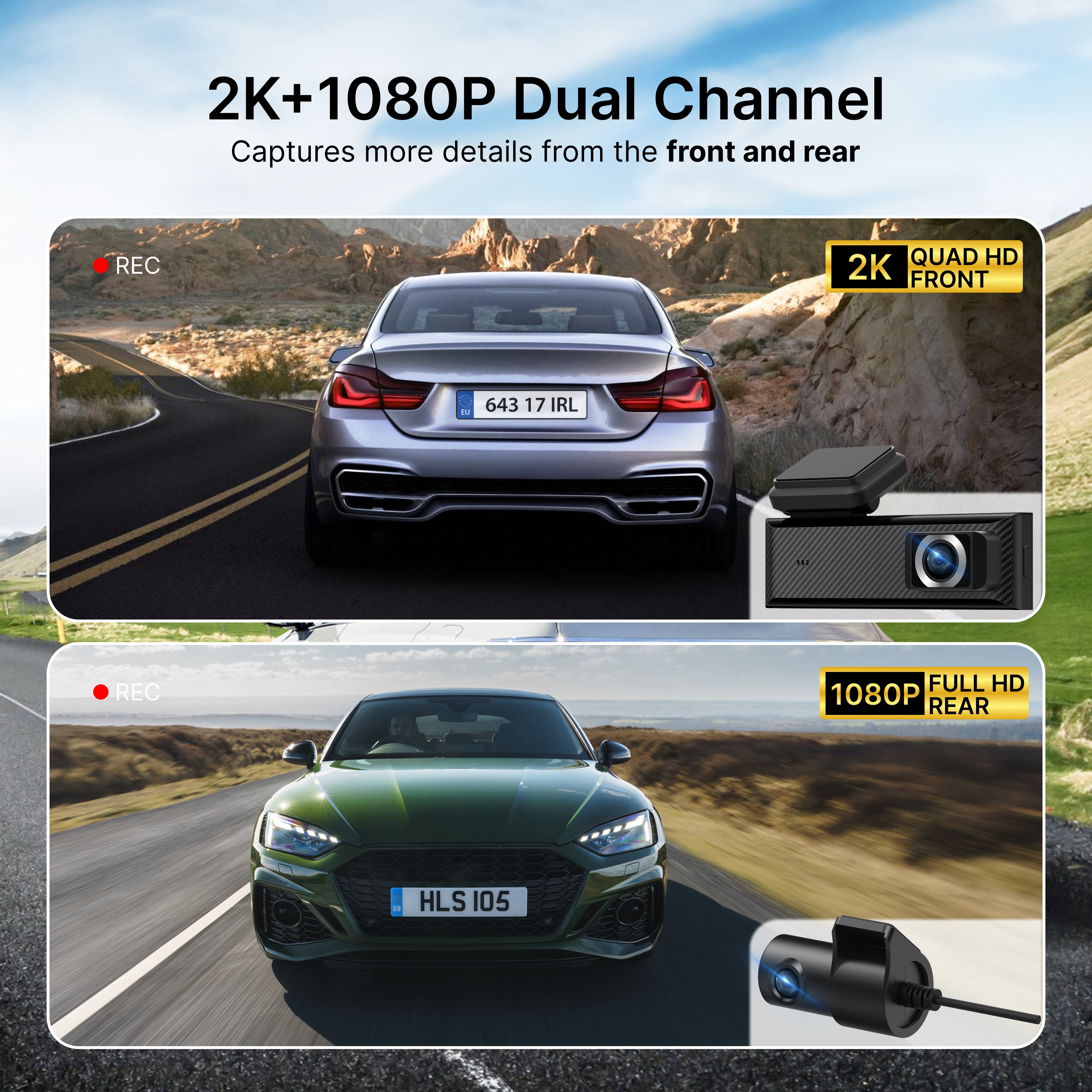 Miofive Dash Cam Mini 2 2K+1080P FHD Dual Dash Camera(SD Card Not Included)(UK)