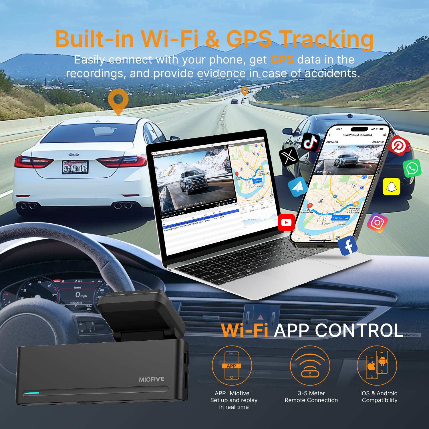 MIOFIVE Dash Cam Mini 2 2K+1080P FHD Dual  Dash Camera(SD Card Not Included)