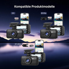 Miofive Auto-Windschutzscheibe Doppelseitiges Klebstoff für die S1-Serie | 2 x Dashcam-Halterungen | 3 x Klebstoff (Vorderseite) | 3 x Klebstoff (Rückseite) | 6 x statische Aufkleber (DE)