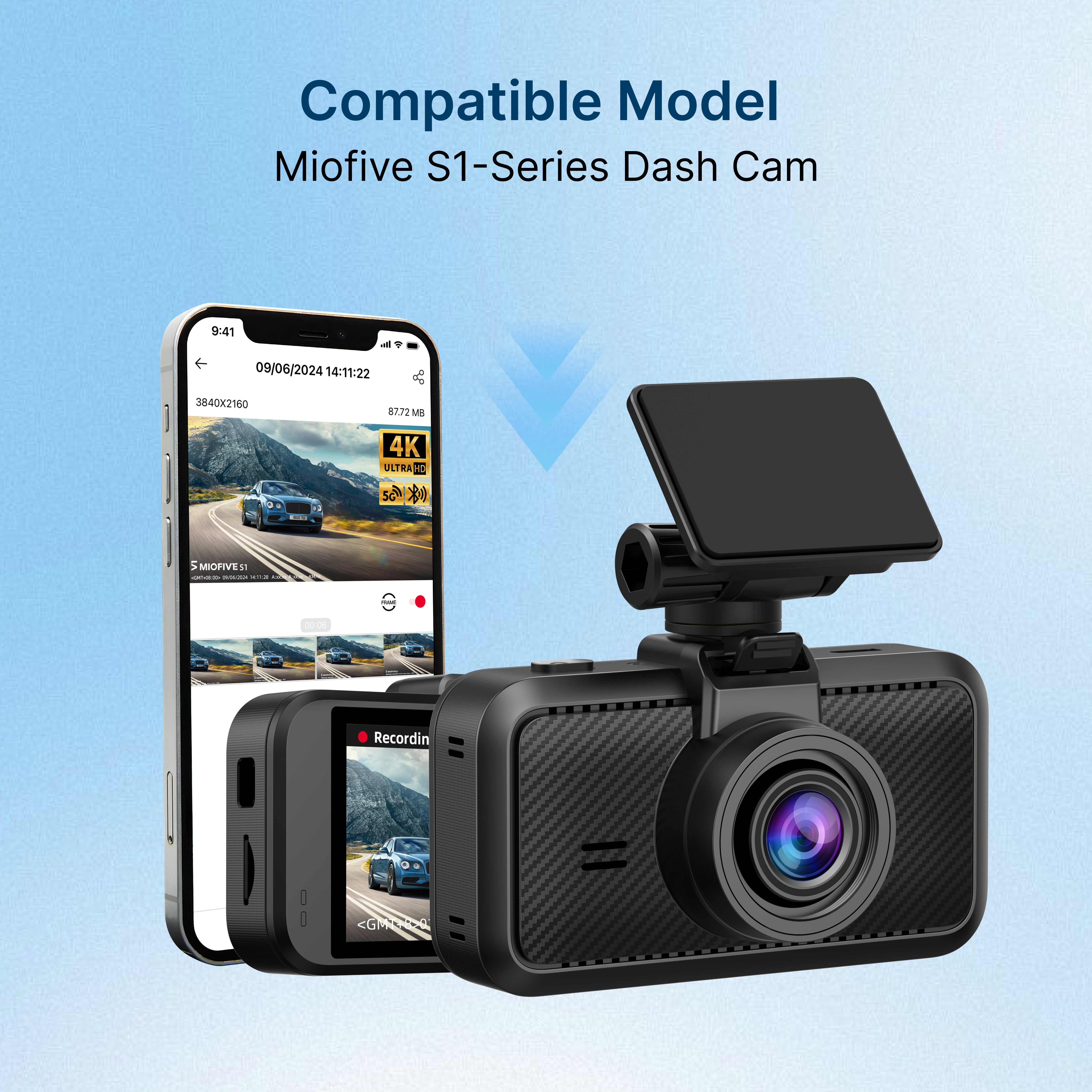 Miofive 4K Rear Camera for Miofive S1/S1 Pro/S1 Ultra Dash Cams(does not work with the S1 - E model)