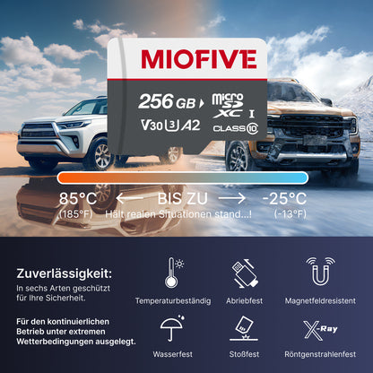 Miofive 256GB Speicherkarte - Ultimative Micro SD-Karte mit USB 3.0 Type-C Kartenleser, 170 MB/s, C10, U3, A2, V30 (DE)