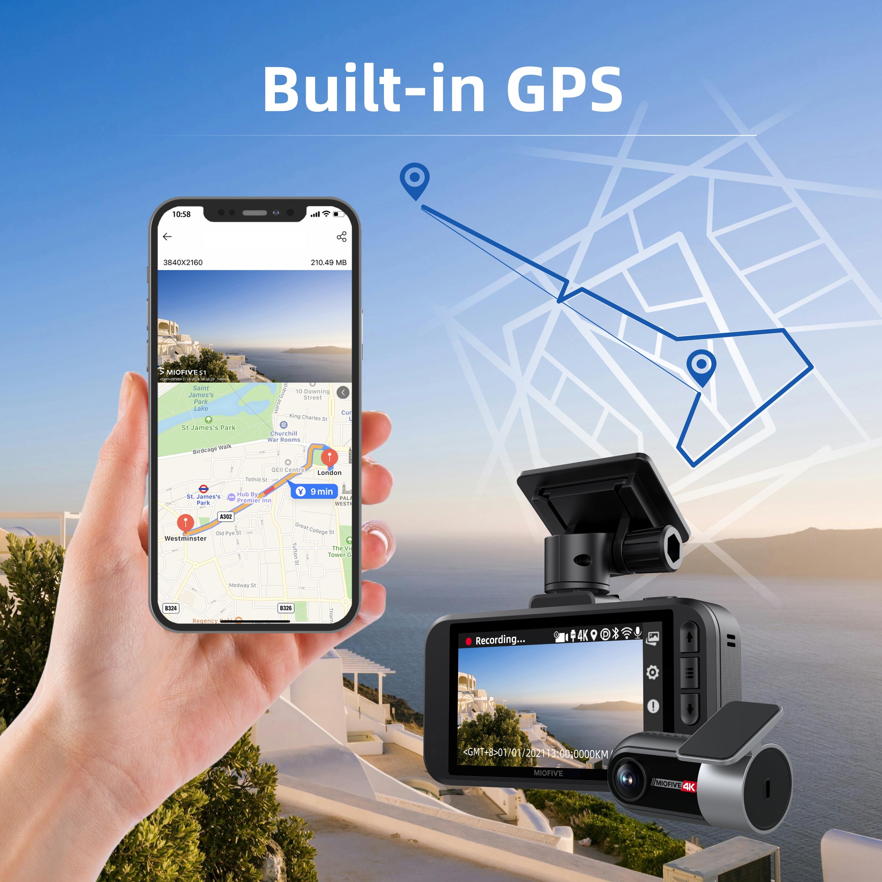 MIOFIVE Dash Cam S1 Ultra 4K+4K UHD Dual Dash Camera