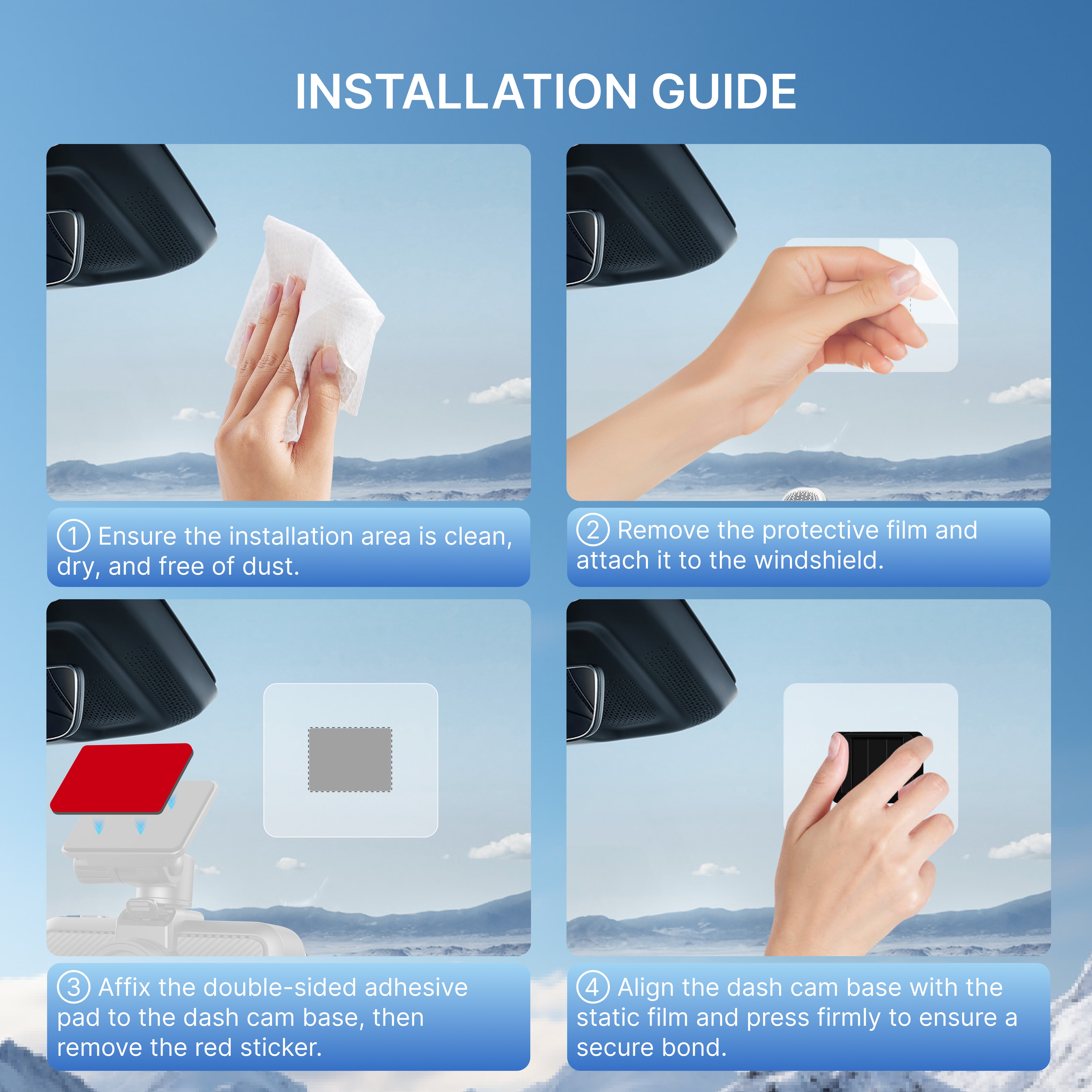 Miofive Car Windshield Double-Sided Adhesive for Miofive S1 Series Dash Cams(IE)