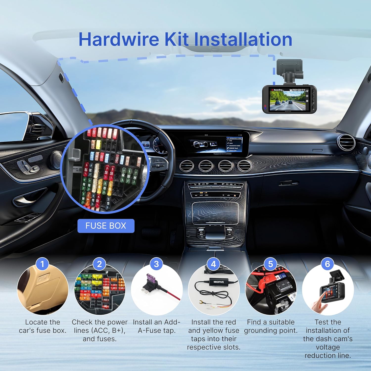 Miofive Dash Cam Hardwire Kit | 11.5ft USB Type-C Port | for Miofive S1 Series Dash Cam (AU)