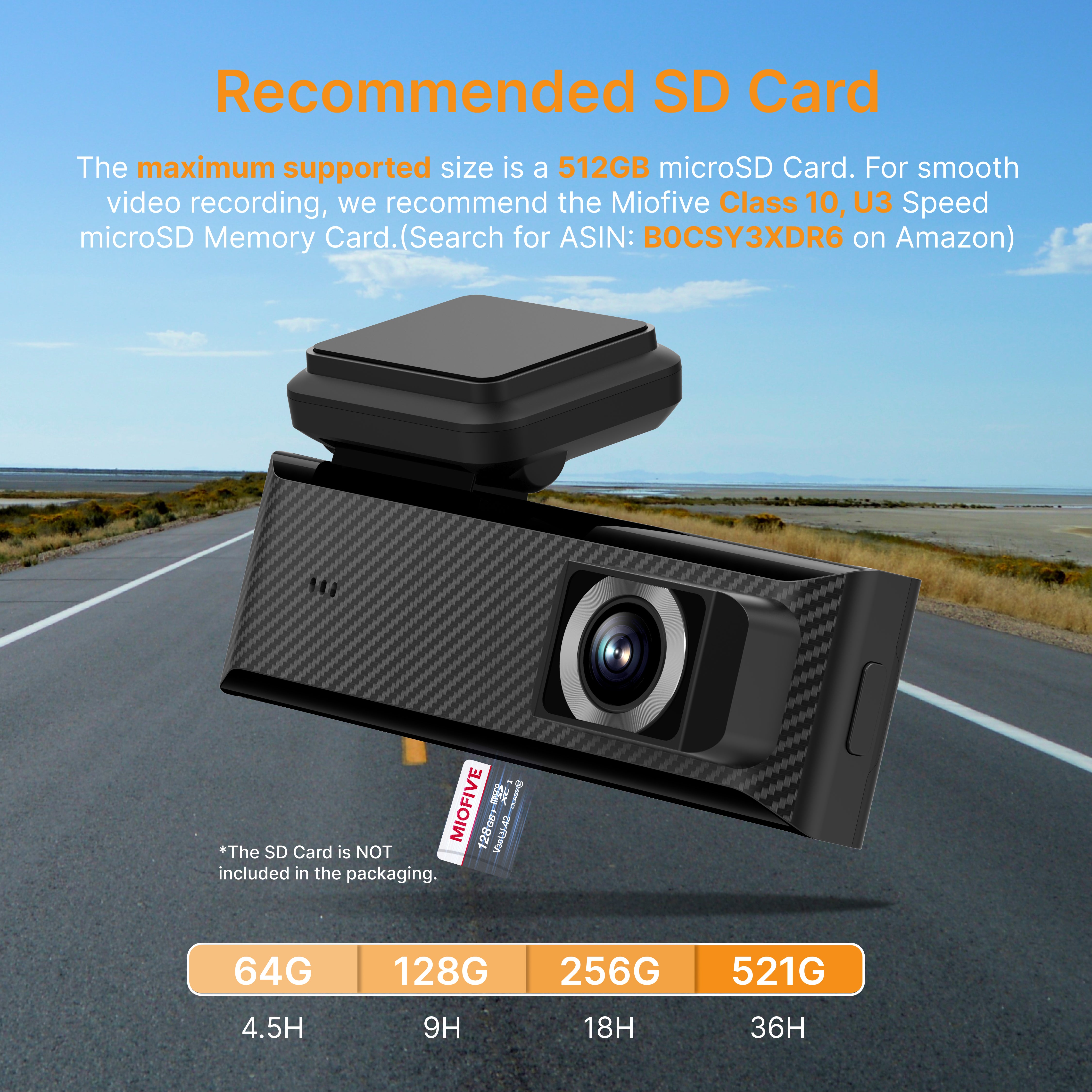 Miofive Dash Cam Mini 2 – 2K+1080P FHD Smart Car Camera with Built-in Wi-Fi & GPS (SD Card Not Included)