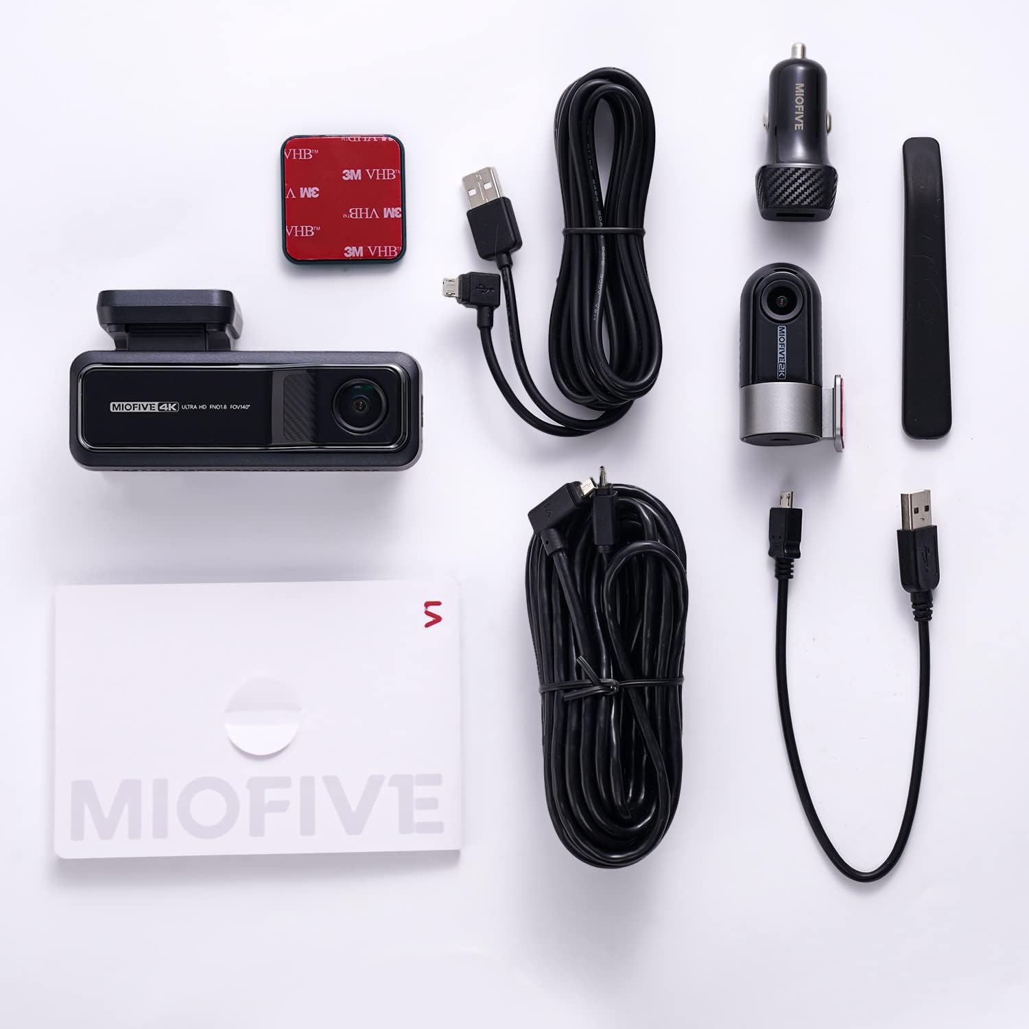 Miofive 4K+2K Dual Dash Cam with 5G WiFi, GPS, Built-in 128GB eMMC Storage(UK)