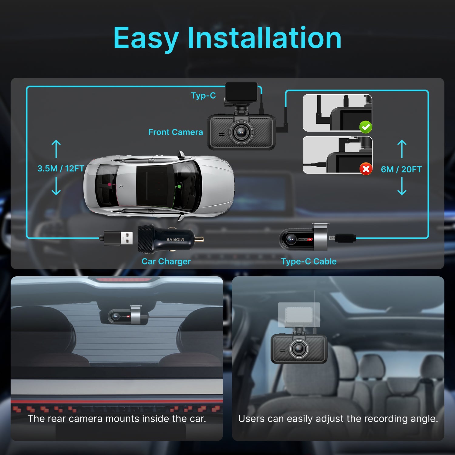MIOFIVE Dash Cam S1 Ultra 4K+4K UHD Dual Dash Camera(UK)