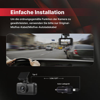 MIOFIVE S1 Dashcam 3 Zoll, 4K UHD 30fps, GPS, 5GHz WLAN, Bluetooth, inkl. 32GB Speicherkarte(DE)