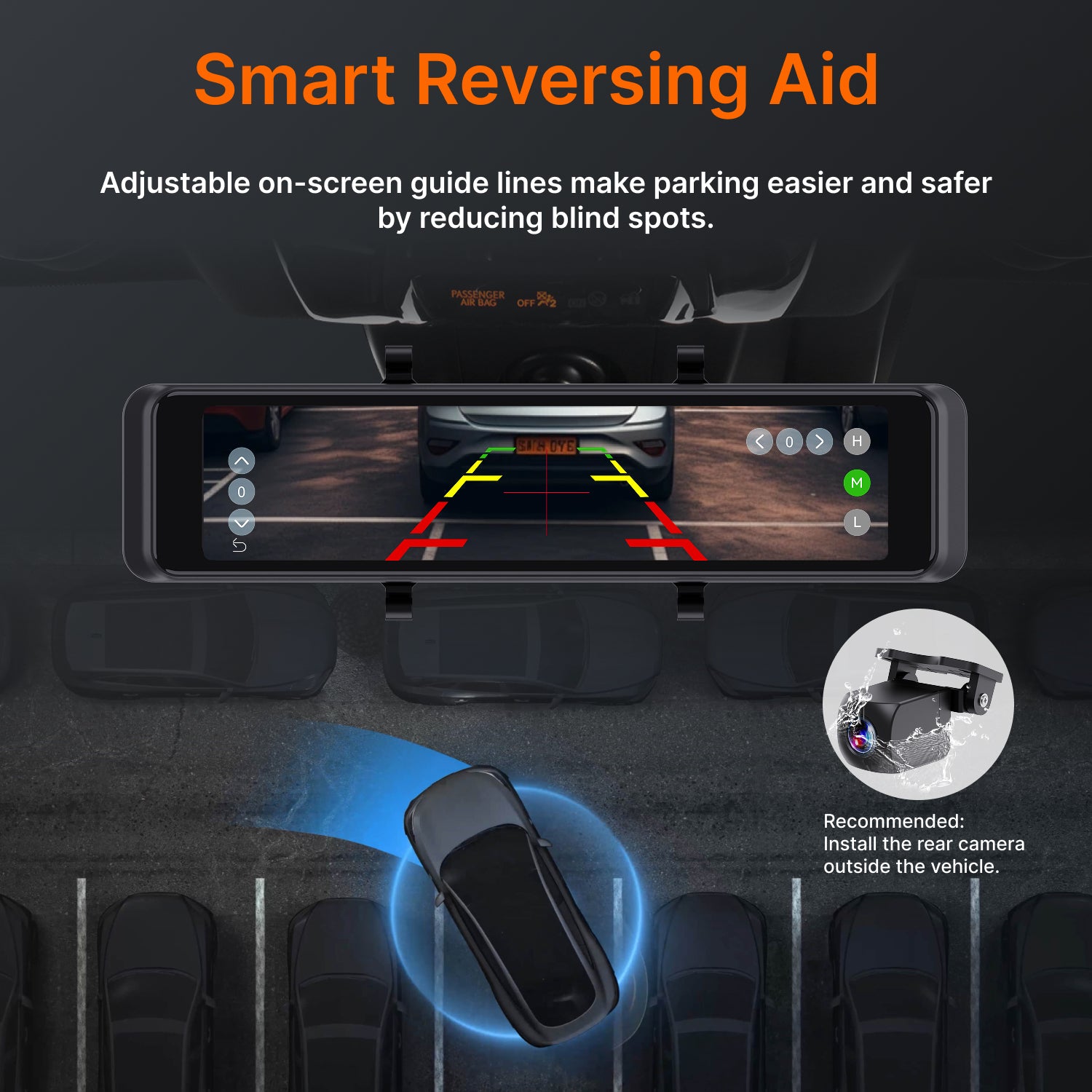 Miofive Mirror 1 Dash Cam,4K Front & 2K Rear Car Camera With Built-in 5G Wi-Fi & GPS, Free 128GB Card Included