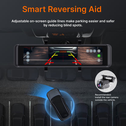 Miofive Mirror 1 Dash Cam,4K Front & 2K Rear Car Camera With Built-in 5G Wi-Fi & GPS, Free 128GB Card Included