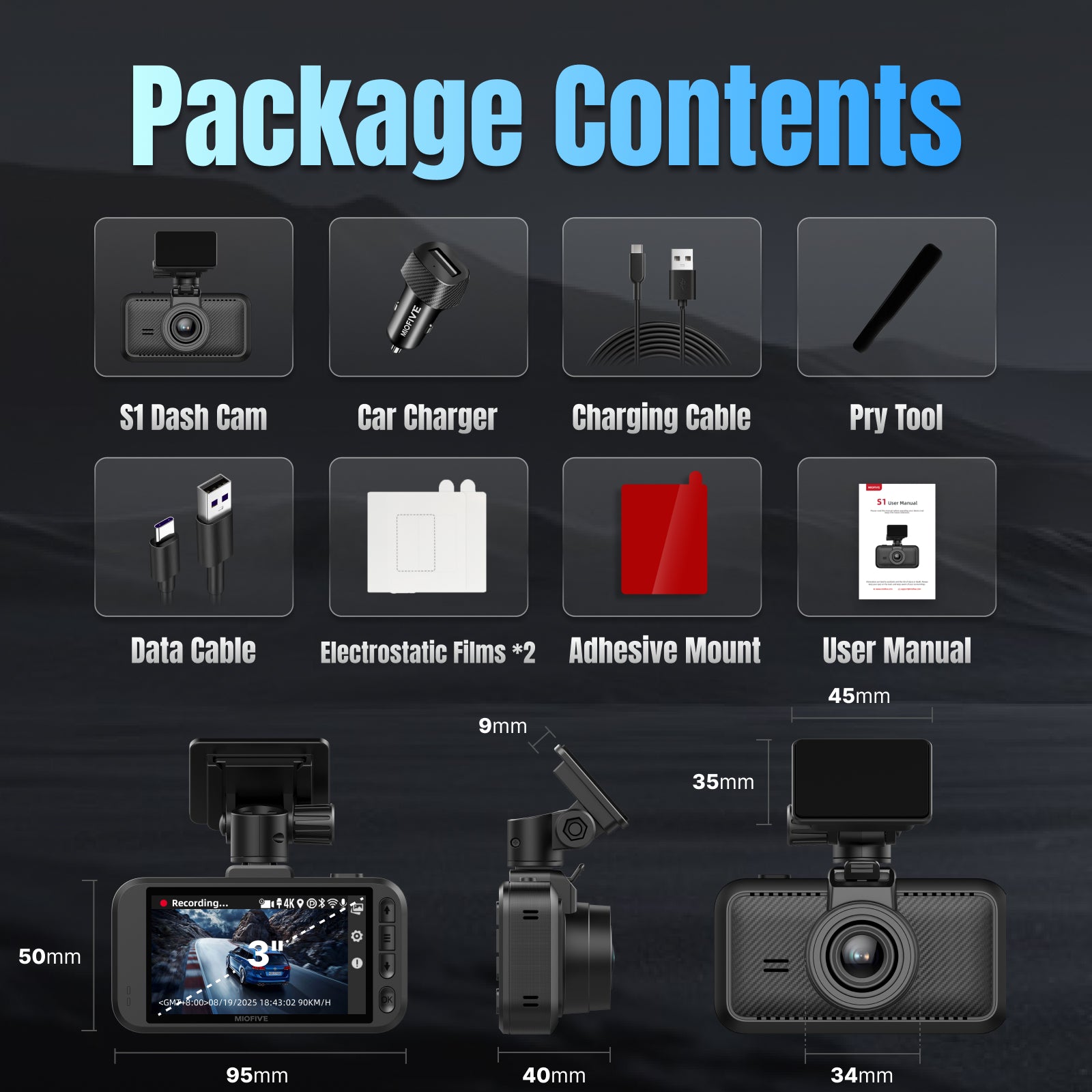 MIOFIVE Dash Cam S1 4K UHD Front Dash Camera(32GB Card Not Included)(UK)