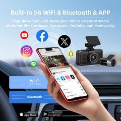 Dash Cam Front Rear, Miofive 4K Front + 4K Rear Full HD Dash Camera for Cars Built-in Wi-Fi Bluetooth GPS with FREE 64GB microSD Card(S1-Ultra)