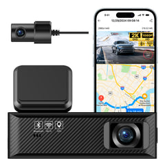 Miofive Dash Cam Mini 2 – 2K+1080P FHD Smart Car Camera with Built-in Wi-Fi & GPS (SD Card Not Included)