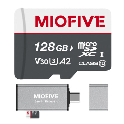 Miofive 128GB Speicherkarte - Ultimative Micro SD-Karte mit USB 3.0 Type-C Kartenleser, 170 MB/s, C10, U3, A2, V30 (DE)